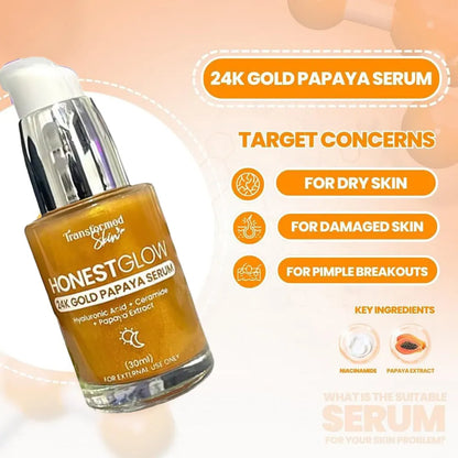 Honest Glow 24K Gold Papaya Serum – 30ml