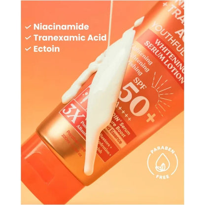 Luxe Organix Niacinamide + Tranexamic Acid Youthful Glow Whitening Serum Lotion SPF 50+ PA++++ – 200ml