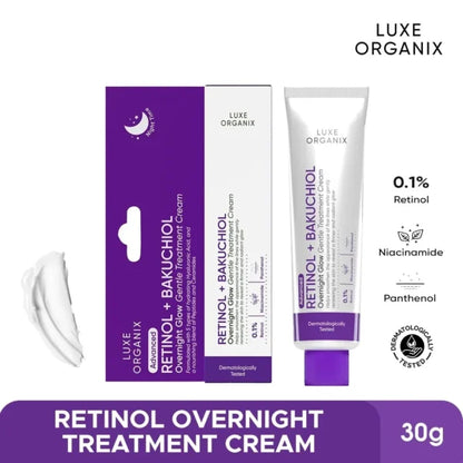 Luxe Organix Retinol + Bakuchiol Overnight Glow Gentle Treatment Cream – 30g