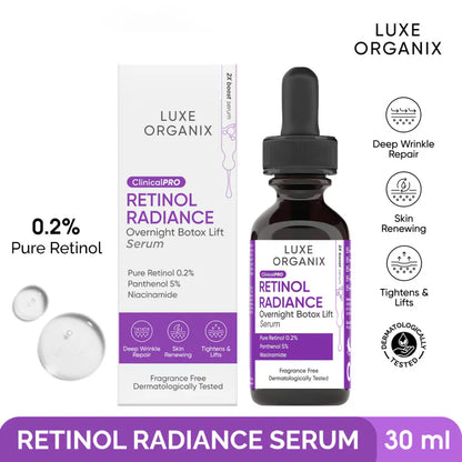 Luxe Organix Retinol Radiance Overnight Botox Lift Serum – 30ml
