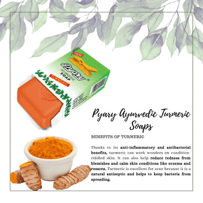 Pyary Ayurveda Soap Turmeric – 3Pcs × 75g (2+1) Offer