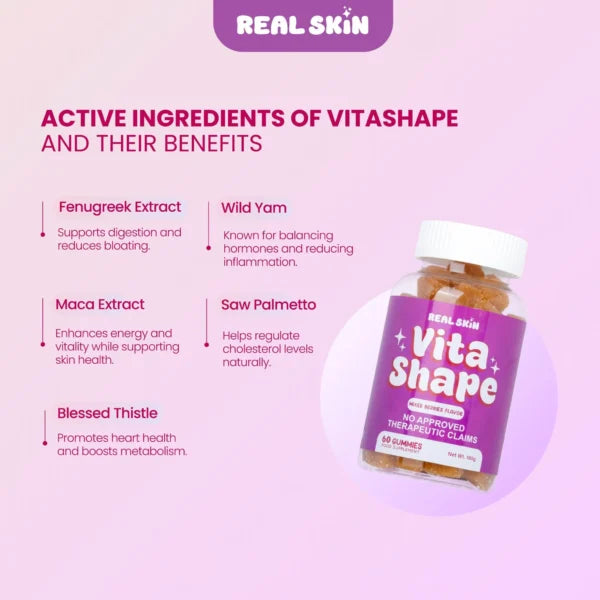 Real Skin Vita Shape Mixed Berries Flavor – 60 Gummies