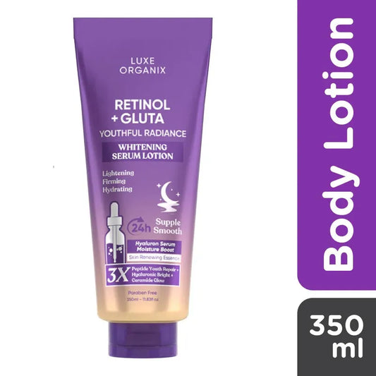 Luxe Organix Retinol + Gluta Youthful Radiance Whitening Serum Lotion – 350ml