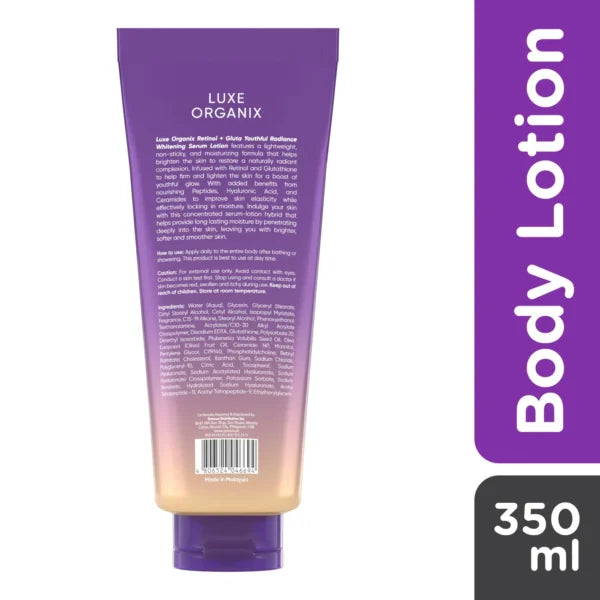 Luxe Organix Retinol + Gluta Youthful Radiance Whitening Serum Lotion – 350ml