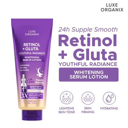 Luxe Organix Retinol + Gluta Youthful Radiance Whitening Serum Lotion – 350ml
