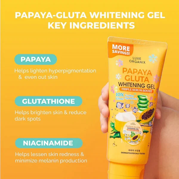 Luxe Organix Papaya Gluta Whitening Gel Triple Serum Boost 300ml