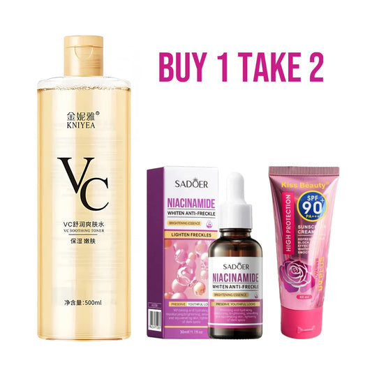 Kniyea VC Toner Sadoer Niacinamide Kiss Beauty Sunscreen Combo